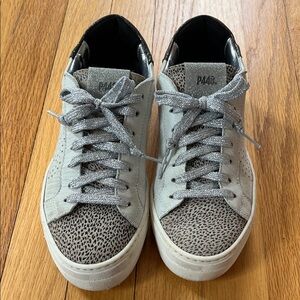 P448 platform sneakers grey/animal print/glitter EU size 37